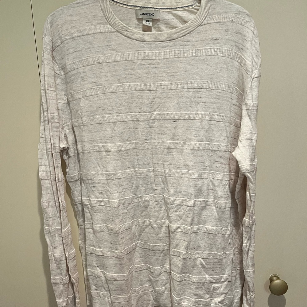 Lands' End Off-White Crew Neck Sweater